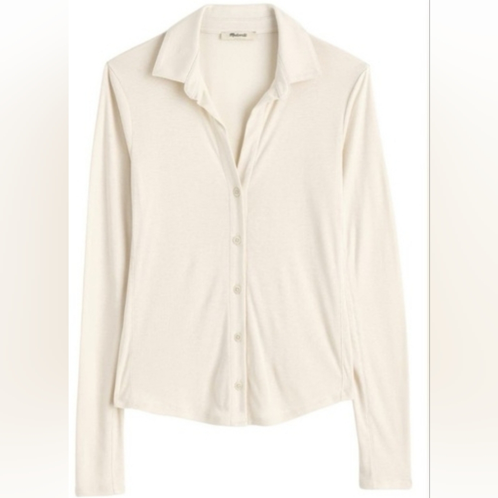 Madewell Camp Long Sleeve Button Up Collar Polo Shirt NWT 2X